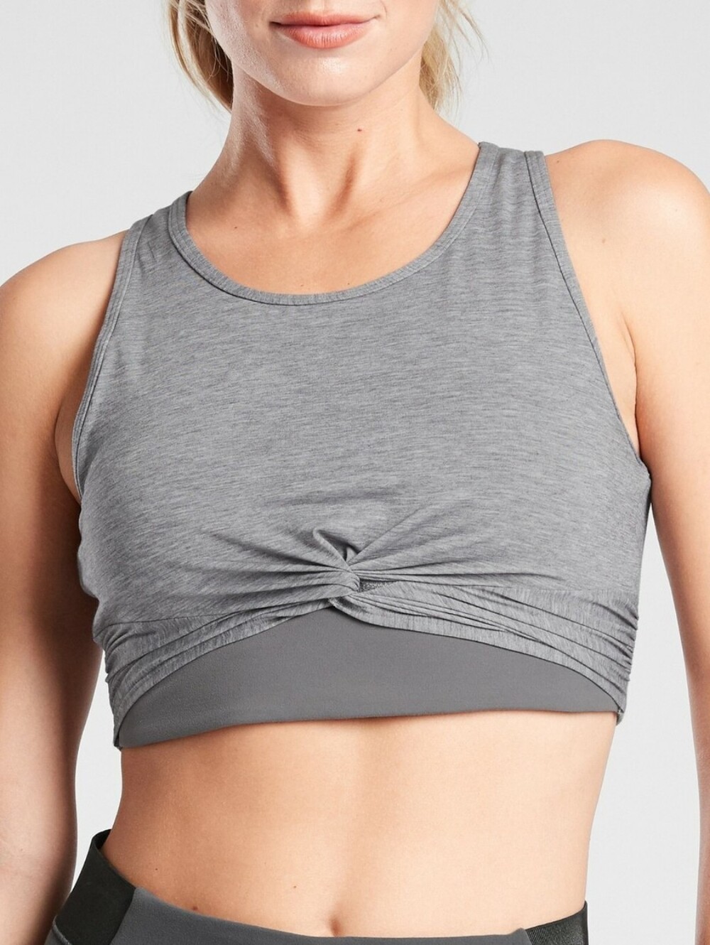 Athleta knot front grey sports bra, small